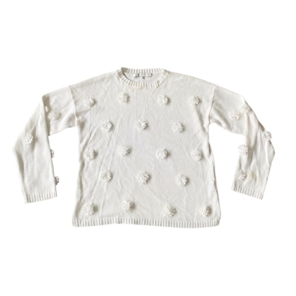 English Factory White Floral Appliqué Accented Sweater Size Large - Picture 9 of 9